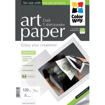 Papier transferowy do koszulek ColorWay PTD120005A4 — A4, 120 g/m², 5 arkuszy (do ciemnych tkanin)