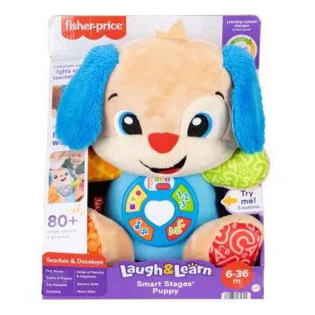 Interaktywna zabawka edukacyjna MATTEL Fisher-Price Learn & Laugh Puppy JFD27 — światełka, dźwięki, przyciski do wczesnej nauki