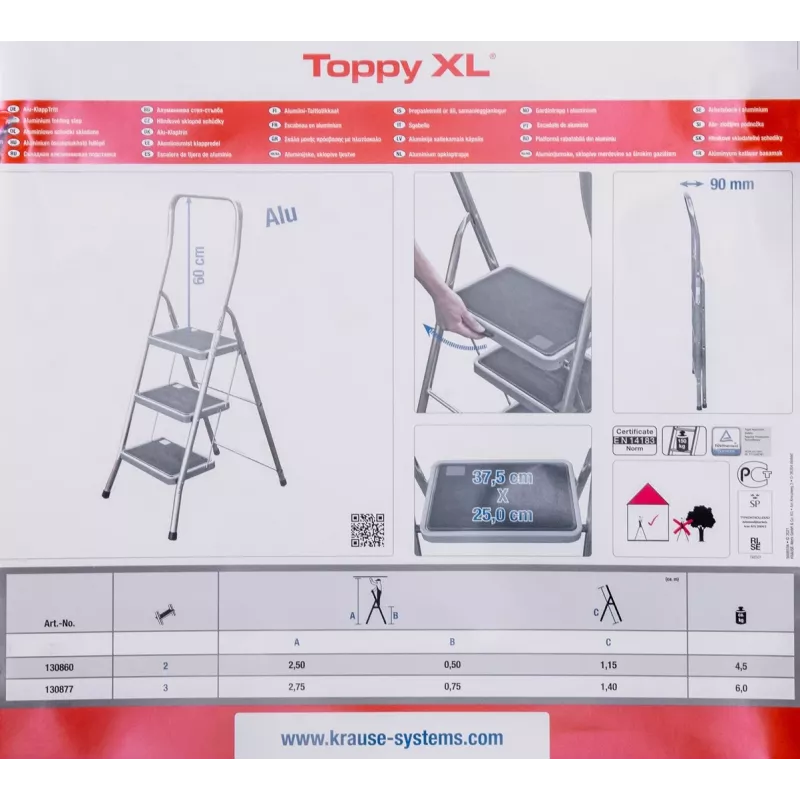 Krause Składany stopień Toppy XL srebrny