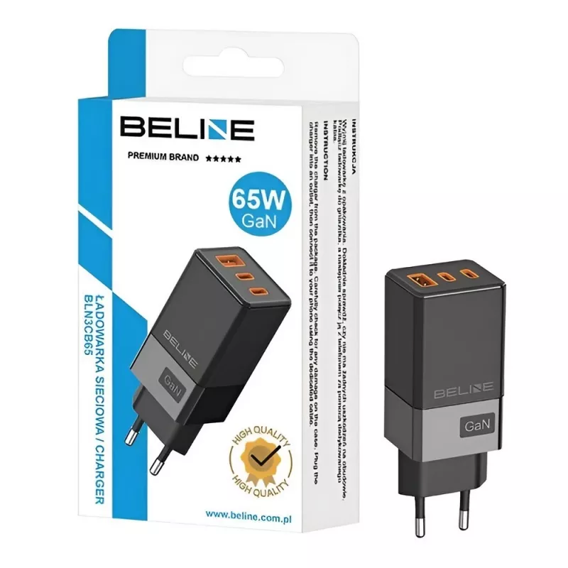 Ładowarka Beline BELI02750 65W GaN z 2×USB-C i 1×USB-A