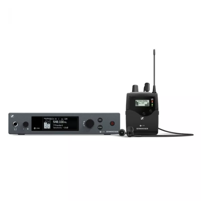 System monitorowania dousznego Sennheiser EW IEM G4-A — UHF 516–558 MHz, odbiornik bodypack, nadajnik, OLED/LCD, 16 Ω, czas pracy 4–6 h