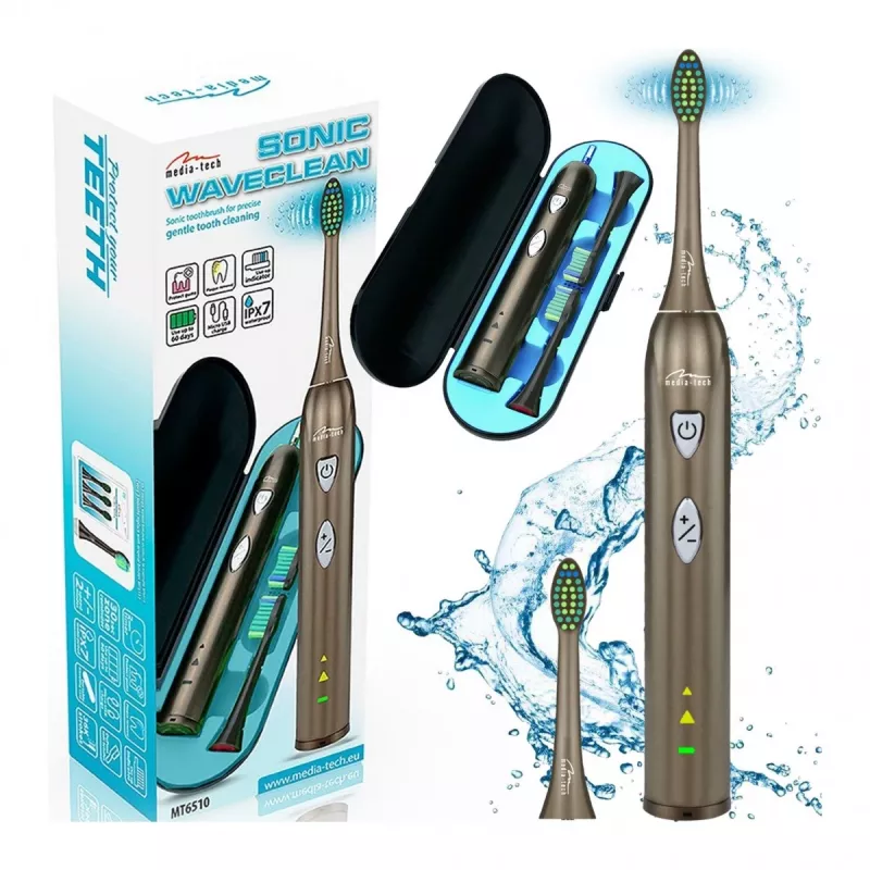 Szczoteczka do zębów Media-Tech SONIC WAVECLEAN Dla dorosłych Brązowa