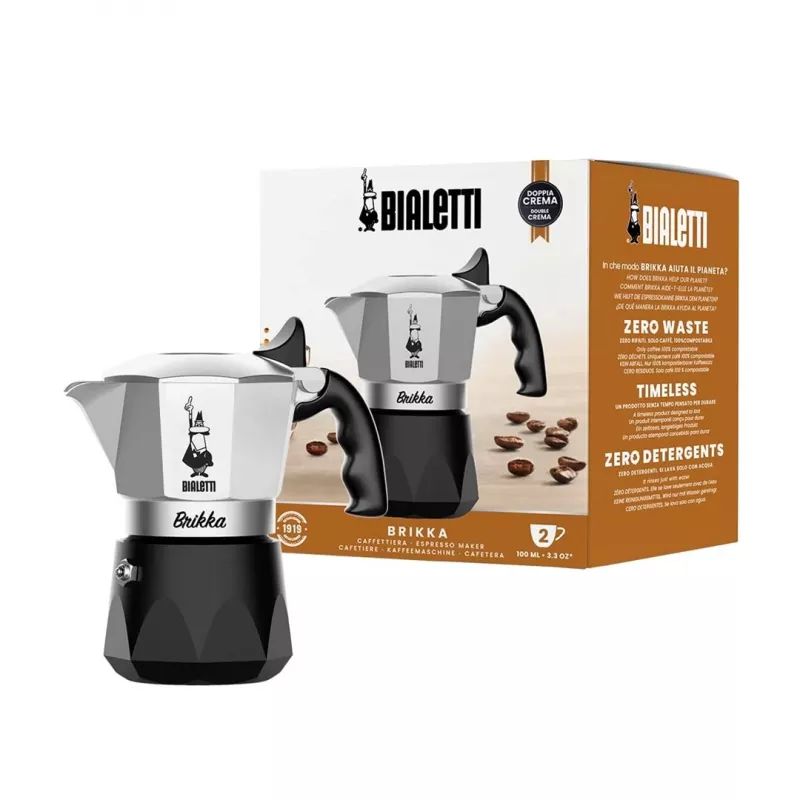 Bialetti Brikka Moka pot 0.1 L Czarny, Stal nierdzewna