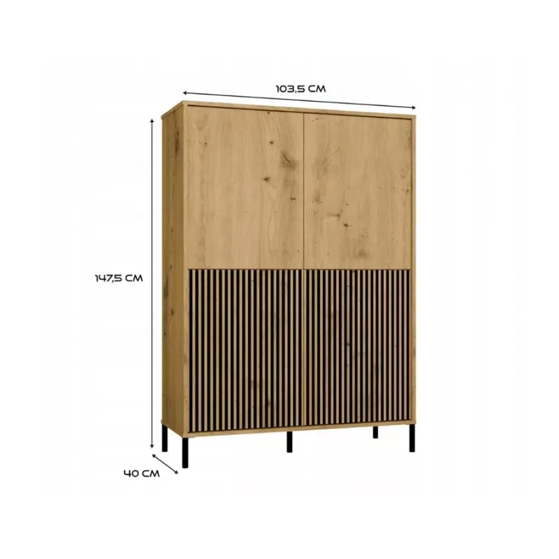 KAMARO 4DK cienki/GŁ dąb ARTISAN DISPLAY CABINET