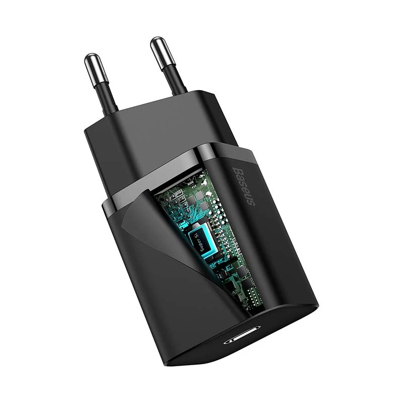 Ładowarka szybka Baseus Super Si 1C 20W z kablem USB-C na Lightning 1m (czarny)