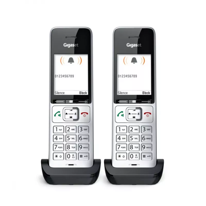 Gigaset COMFORT 500HX duo Analogowy/telefon DECT z identyfikacją rozmówcy Czarny, Srebrny