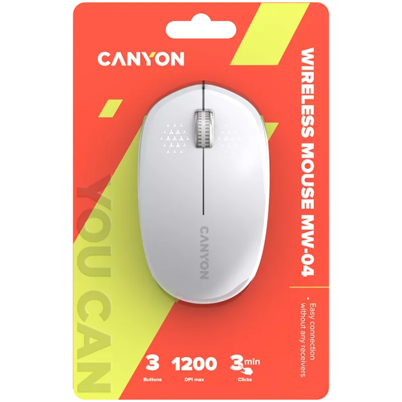 Mysz CANYON MW-04 3-przyciskowa BT bezprzewodowa biała