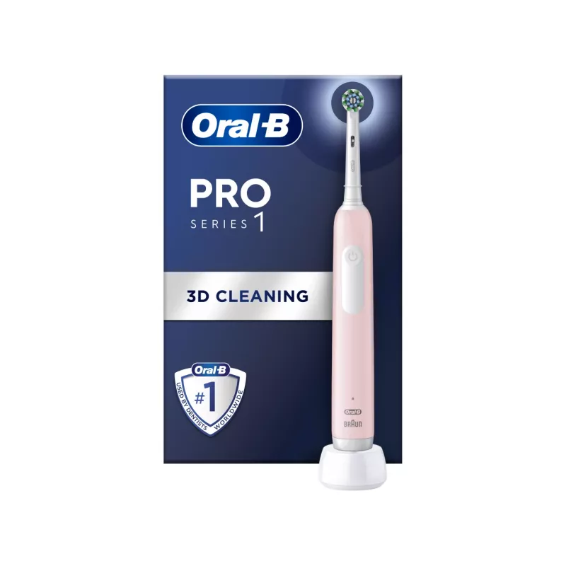 Szczoteczka elektryczna Oral-B Pro Series 1 Cross Action dla dorosłych, ładowalna, różowa, liczba dołączonych końcówek: 1, liczba trybów szczotkowania: 3