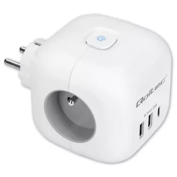 Listwa zasilająca QOLTEC 52548 z 3 gniazdami AC i portem USB