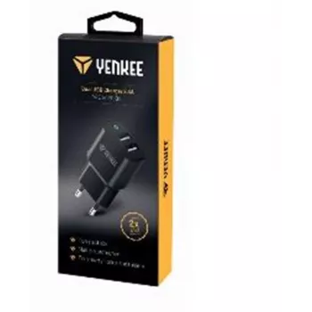Ładowarka YENKEE YAC 2024BK – ładowarka ścienna, 2 porty USB-A, łącznie 12 W (2,4 A na port)