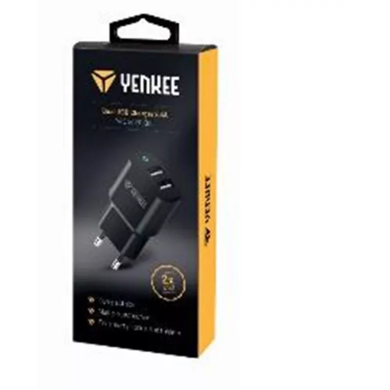 Ładowarka YENKEE YAC 2024BK – ładowarka ścienna, 2 porty USB-A, łącznie 12 W (2,4 A na port)