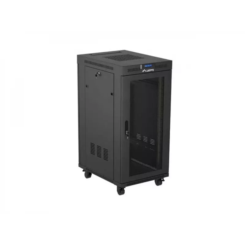 Wolnostojąca szafa rack LANBERG FF01-6824-23BL 24U 600×800 mm IP20 Czarna