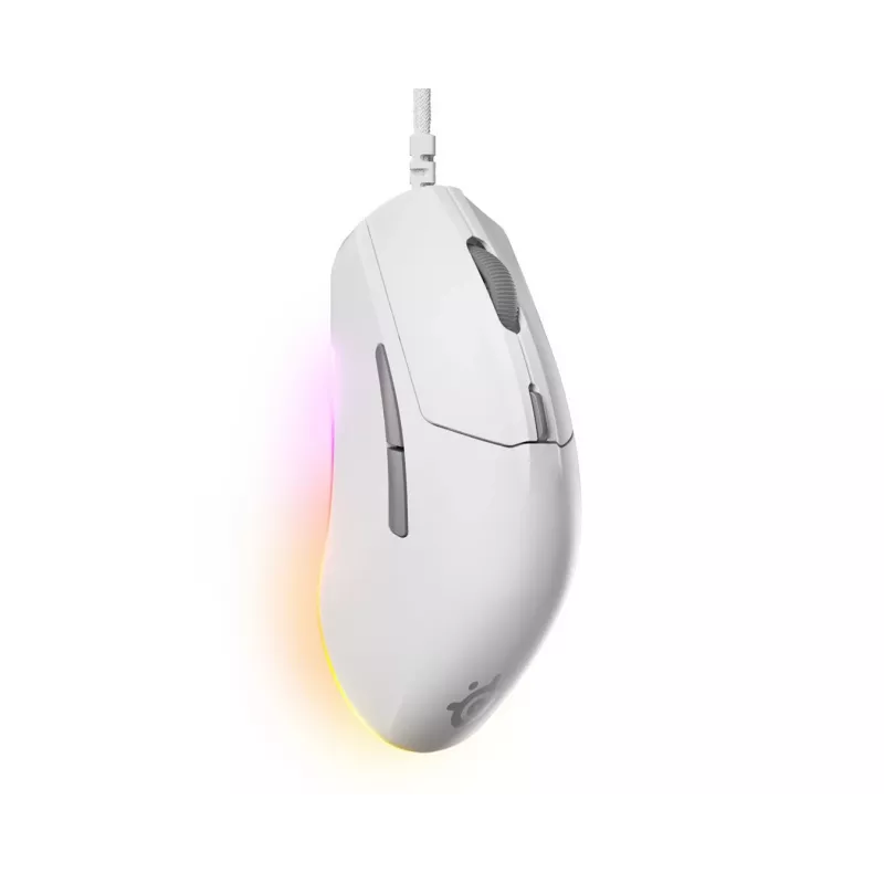 Mysz gamingowa STEELSERIES Rival 3 Gen 2 — optyczna, 8500 DPI, przewodowa USB Type-A, dla praworęcznych, biała, 77 g