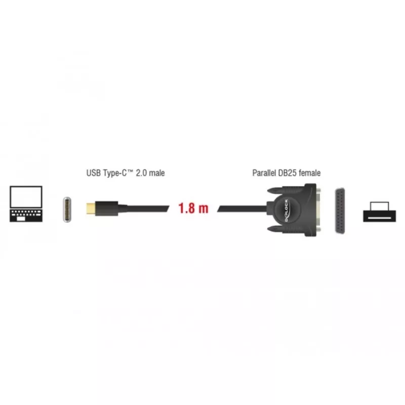 Kabel równoległy DeLOCK 62980 Czarny 1.8 m