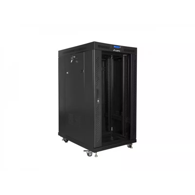 Wolnostojąca szafa 19 cali 22U 800x1000 z drzwiami szklanymi LCD (Flat Pack) V2 czarna