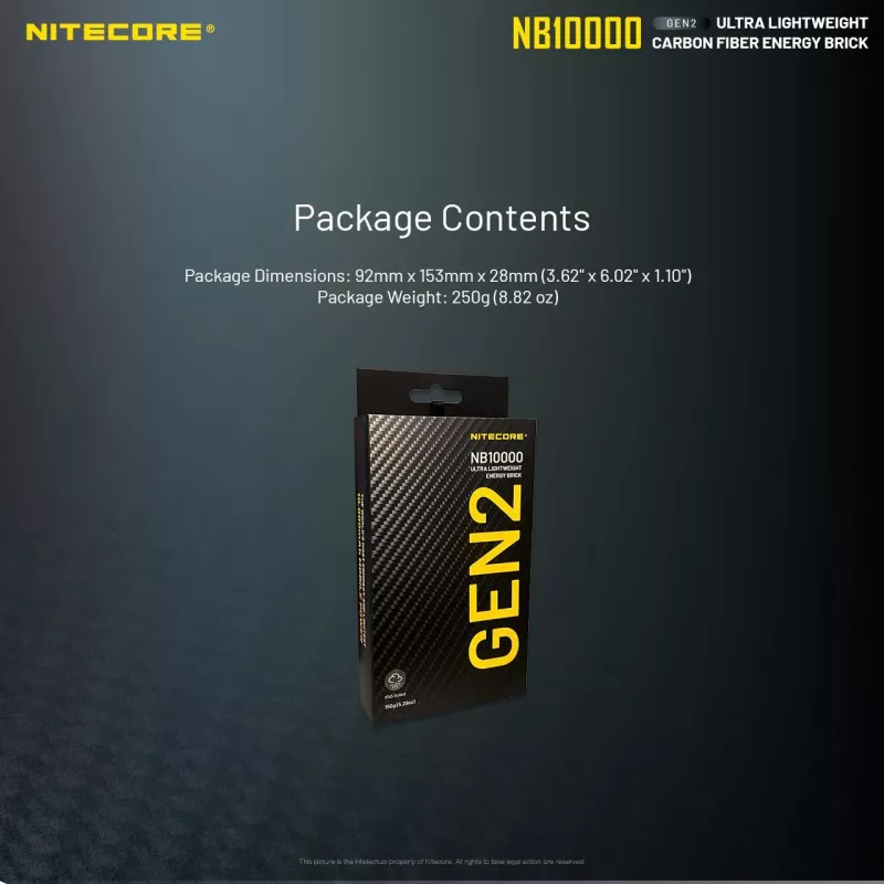 Przenośny Power Bank Nitecore NB10000 — 10000 mAh, USB-A + USB-C, łączna moc wyjściowa 38 W, szary