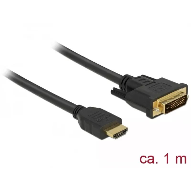 DeLOCK 85652 Przewód-Adapter Video 1 m HDMI Typ A (Standard) DVI Czarny (85652)