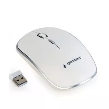Mysz bezprzewodowa GEMBIRD MUSW-4B-01-W, symetryczna, optyczna 1600 DPI, 4 przyciski, RF bezprzewodowa, biała