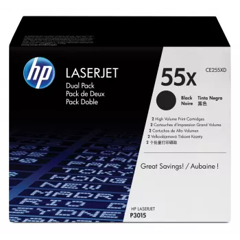 HP 55X zestaw 2 szt. Czarny oryginalny toner LaserJet o wysokiej wydajności