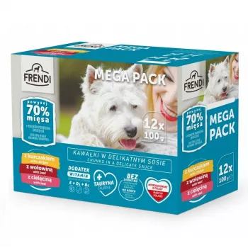 Saszetki z mokrą karmą dla psa Frendi 12x100g — kurczak, wołowina, cielęcina