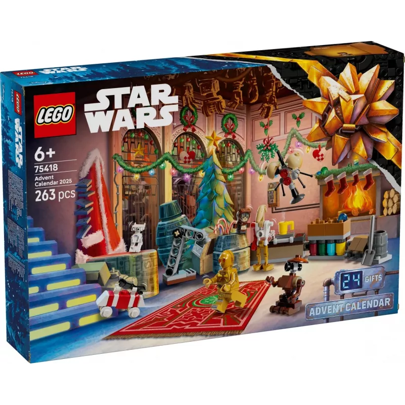 Klocki konstrukcyjne LEGO Star Wars Kalendarz adwentowy 2025 — zestaw 75418, sezonowe minifigurki i modele do zbudowania