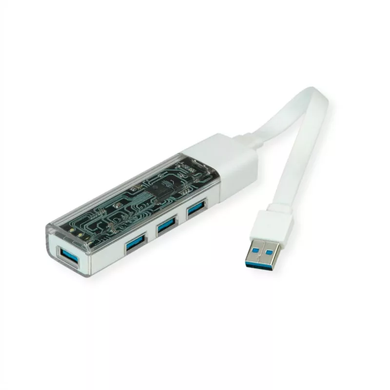 ROLINE mobilny hub USB 3.2 Gen 1, 4-portowy, kabel połączeniowy Type A+C