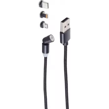 Kabel USB ShiverPeaks BS14-19001 1m USB A USB C/Micro-USB B Czarny
