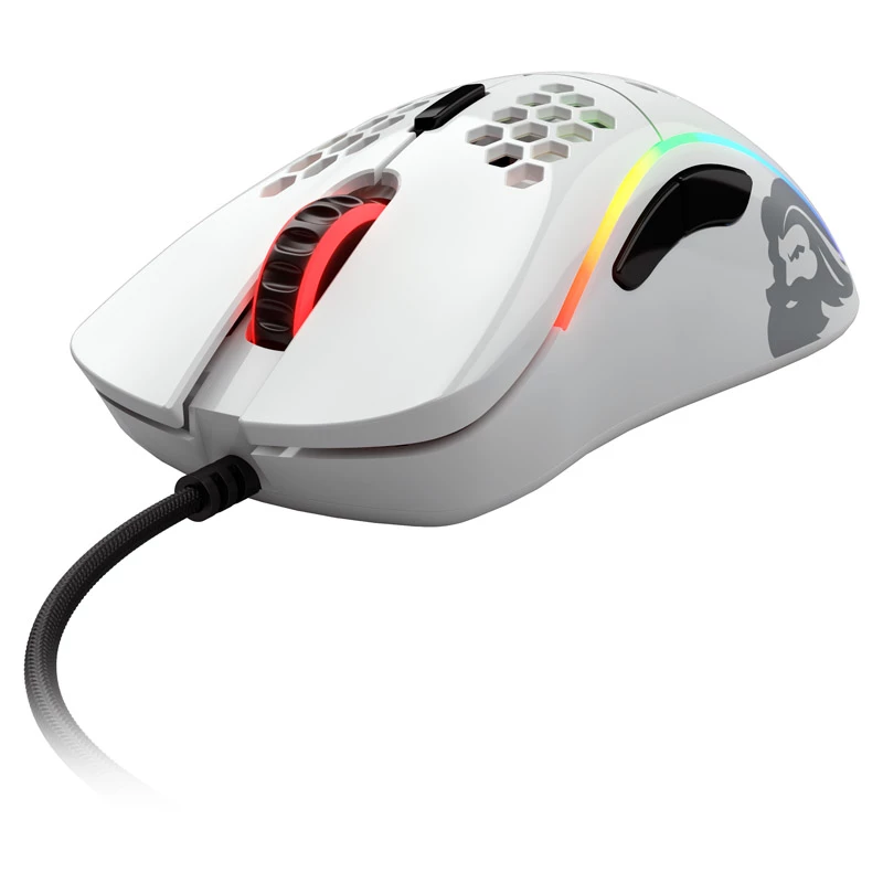 Glorious Model D gaming mysz - biały, błyszczący + Grip Tape - czarny