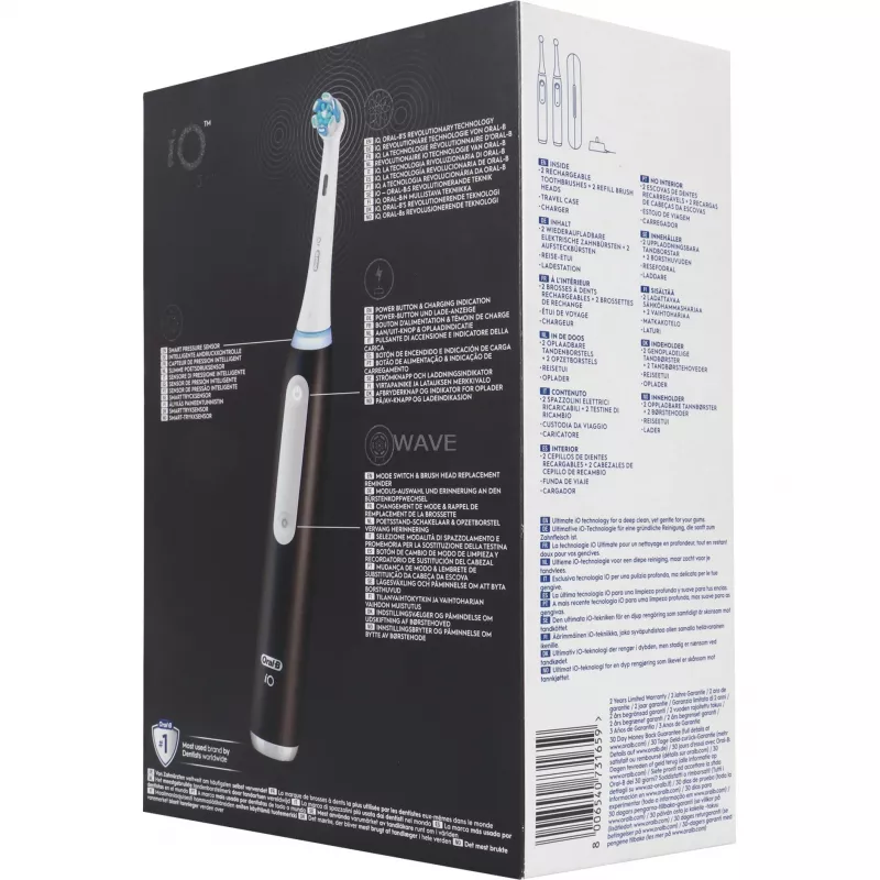 Szczoteczka elektryczna BRAUN Oral-B iO Series 3N — czarno-niebieska, 2 uchwyty