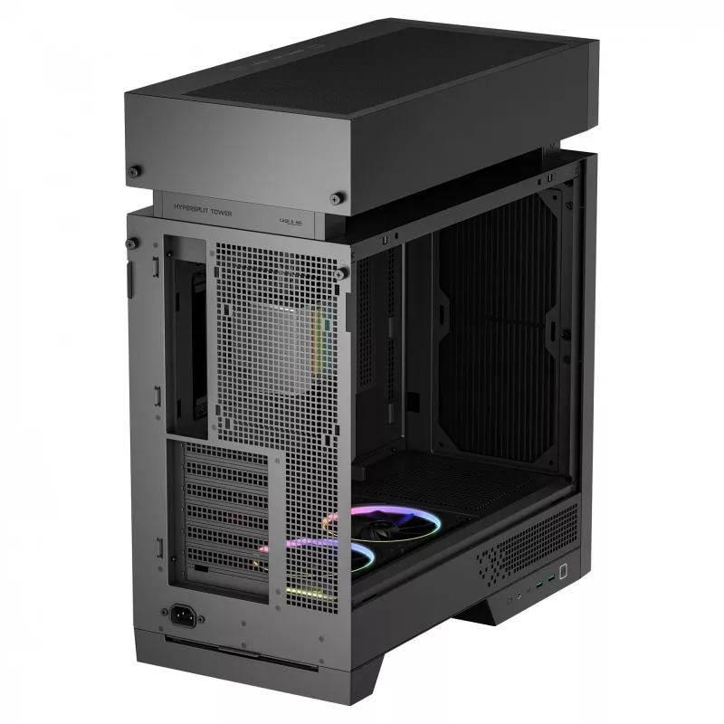 Obudowa komputera stacjonarnego DeepCool CL6600 Czarna — obsługuje zasilacze ATX/PS2/SFX/SFX-L, przednie wentylatory 140 mm, górne/tylne 120/140 mm, napędy 2,5/3,5 cala