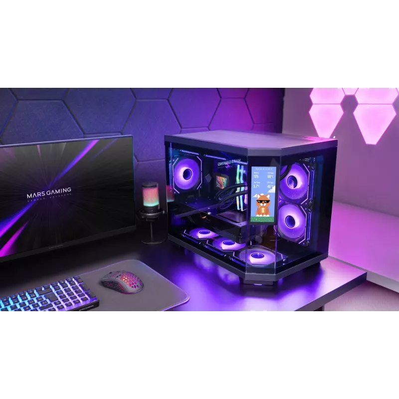 Obudowa komputerowa Mars Gaming MC3TCORELCDM Mini Tower Czarna