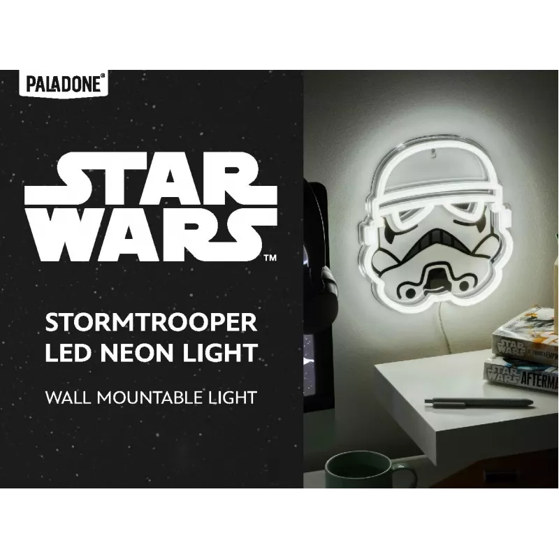 Lampa neonowa LED do montażu na ścianie Paladone Stormtrooper model PP14595SWVN, dekoracyjne oświetlenie Star Wars
