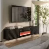 Cama szafka RTV TULA 183x35x37 czarny matowy + czarny kominek