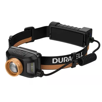Latarka czołowa Duracell DH1500R — czarno-pomarańczowa, ładowalne światło bez użycia rąk