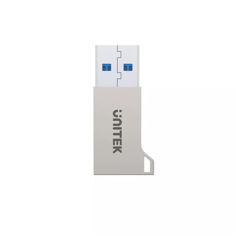 adapter złącza USB Type-A Unitek A1034NI, srebrny, USB 2.0/3.2 Gen1, do 5 Gbit/s, obudowa cynkowa, 36×16,7×5,7 mm