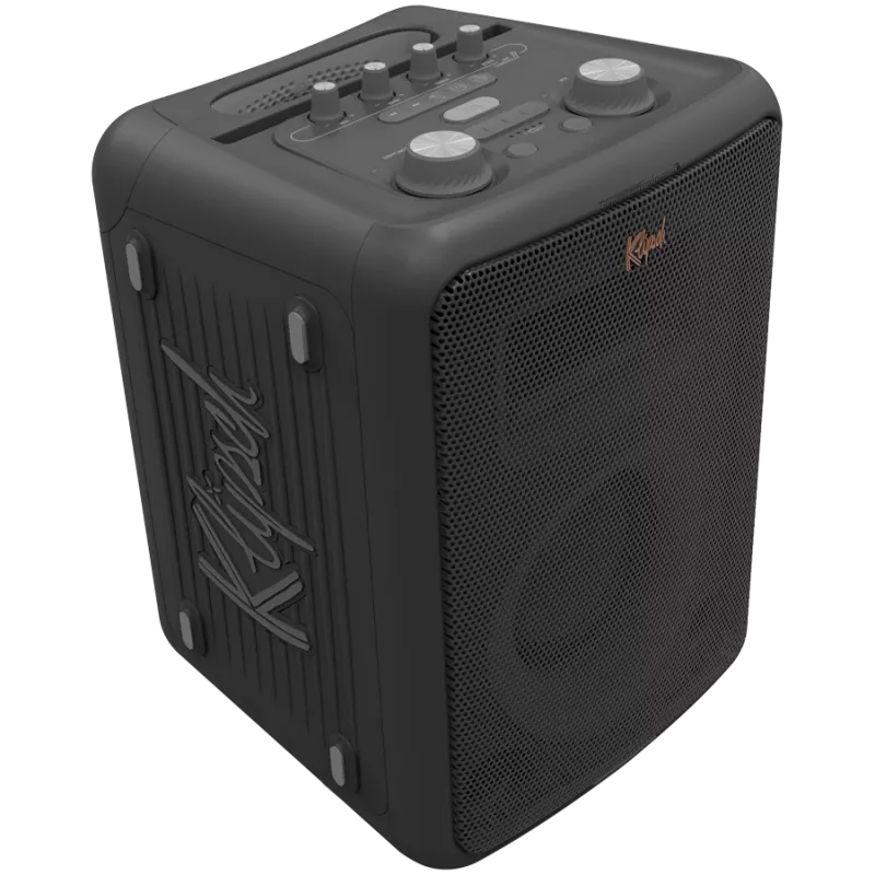 Głośnik imprezowy KLIPSCH Vegas — przewodowy i bezprzewodowy, woofer 13,3 cm, 49–20000 Hz, 95 dB, zasilany bateriami, czarny