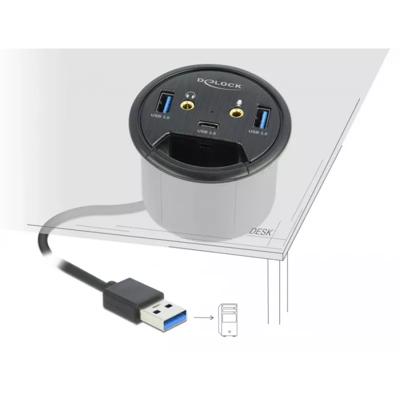 Hub USB DeLOCK 3 Port do montażu w biurku 62794