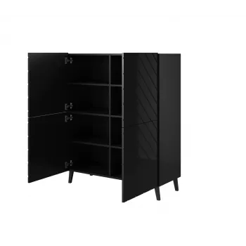 Shelving unit ABETO 100.5 x 40 x 121.5 cm czarny/połysk czarny
