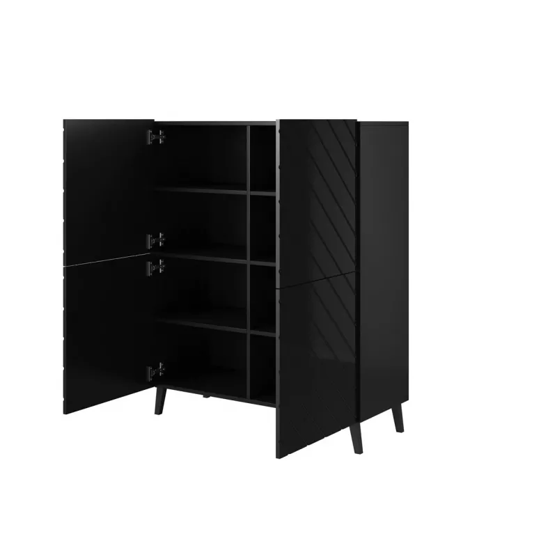 Shelving unit ABETO 100.5 x 40 x 121.5 cm czarny/połysk czarny