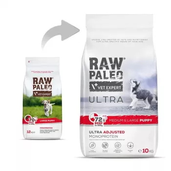 RAW PALEO Ultra Medium&Large Puppy Beef - sucha karma dla szczeniąt - 10 kg