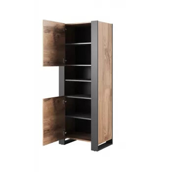 WOOD Regał 65x40x170,5 dąb wotan + antracyt