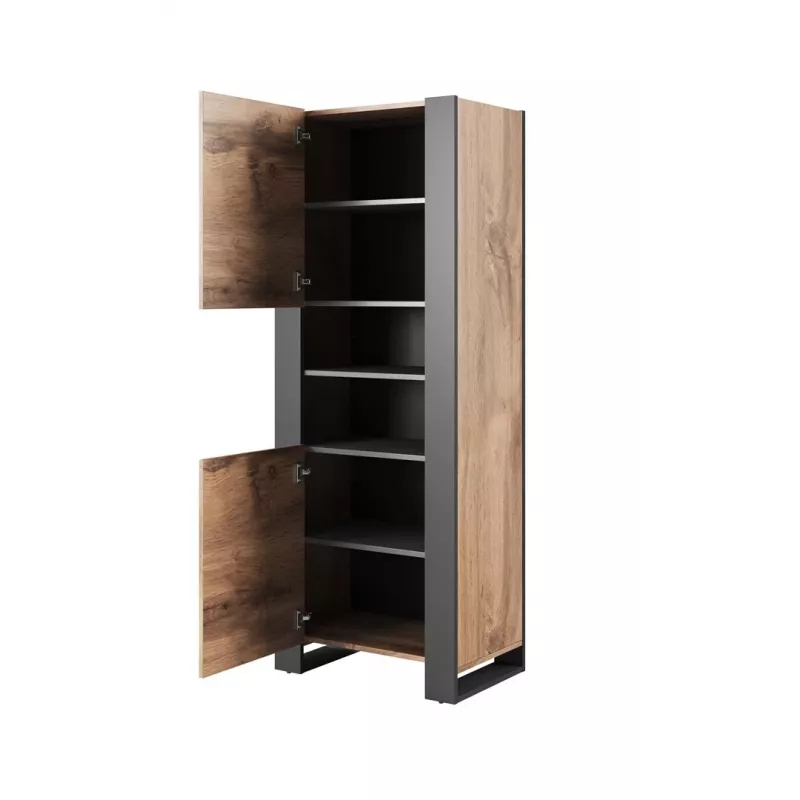 WOOD Regał 65x40x170,5 dąb wotan + antracyt