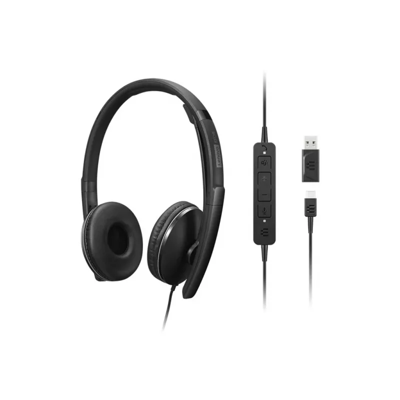 Lenovo 4XD1P83425 zestaw słuchawkowy Przewodowy Head-band Rozmowy/Muzyka USB Typ-A Czarny