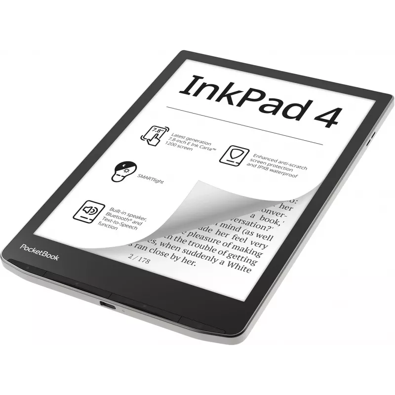 Czytnik e-booków PocketBook InkPad 4 7,8 cala E Ink Carta, 32 GB, Wi‑Fi, czarny/srebrny