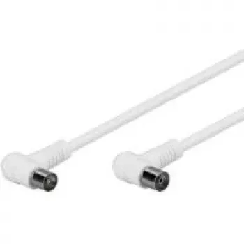 Kabel antenowy kątowy Wentronic Goobay, 100% ekranowany, biały, 2,5 m - wtyk koncentryczny 90° gniazdo koncentryczne 90° (67354)