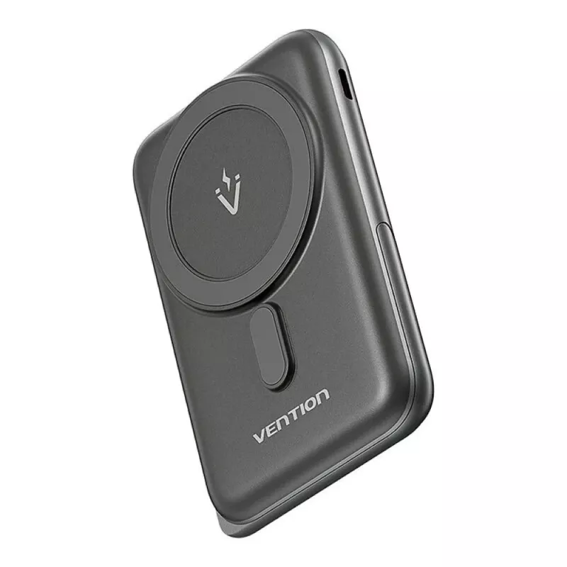 Power bank Vention 10000mAh Magnetic Wireless 20W, 1×USB-C, ładowanie bezprzewodowe, czarny