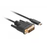 adapter kablowya wideo LANBERG CA-CMDV-10CU-0030-BK, USB Type-C na DVI-D, 3 m, czarny