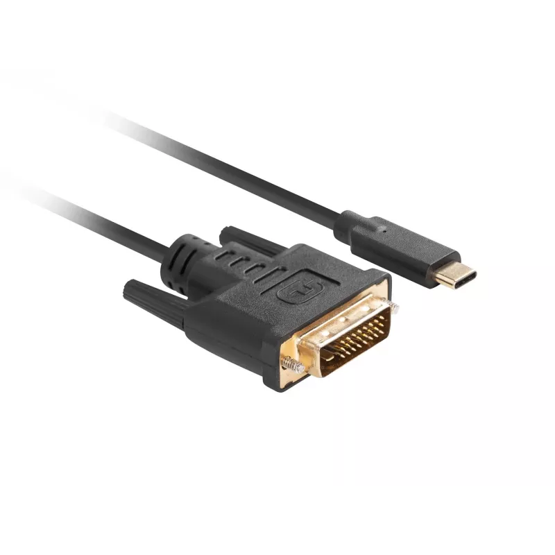 adapter kablowya wideo LANBERG CA-CMDV-10CU-0030-BK, USB Type-C na DVI-D, 3 m, czarny