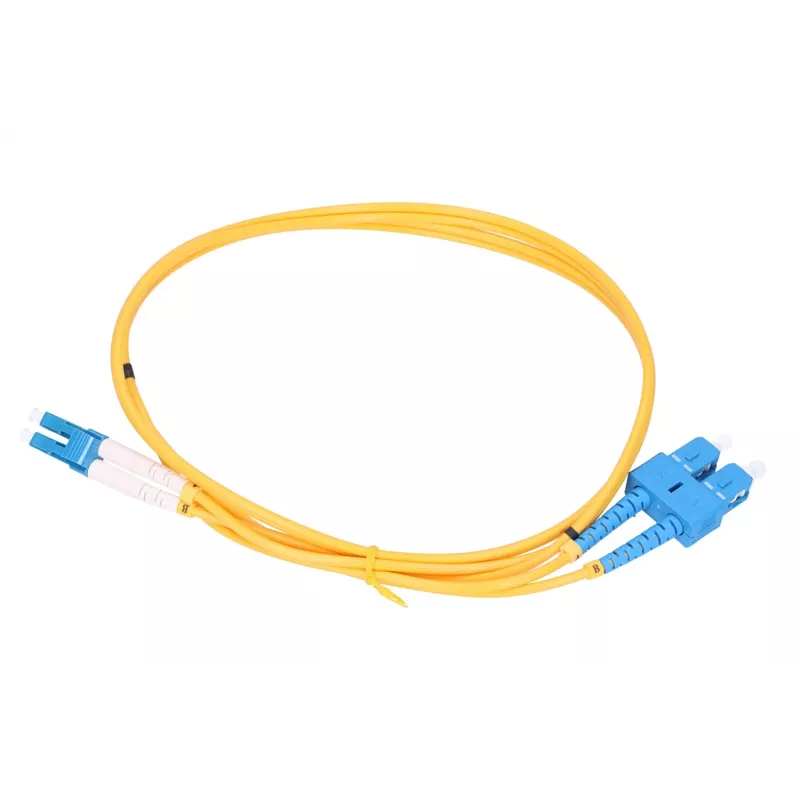 Patchcord światłowodowy Extralink EX.3630, 0,5 m, G.657.A1, SC na LC, FTTH, duplex, żółty