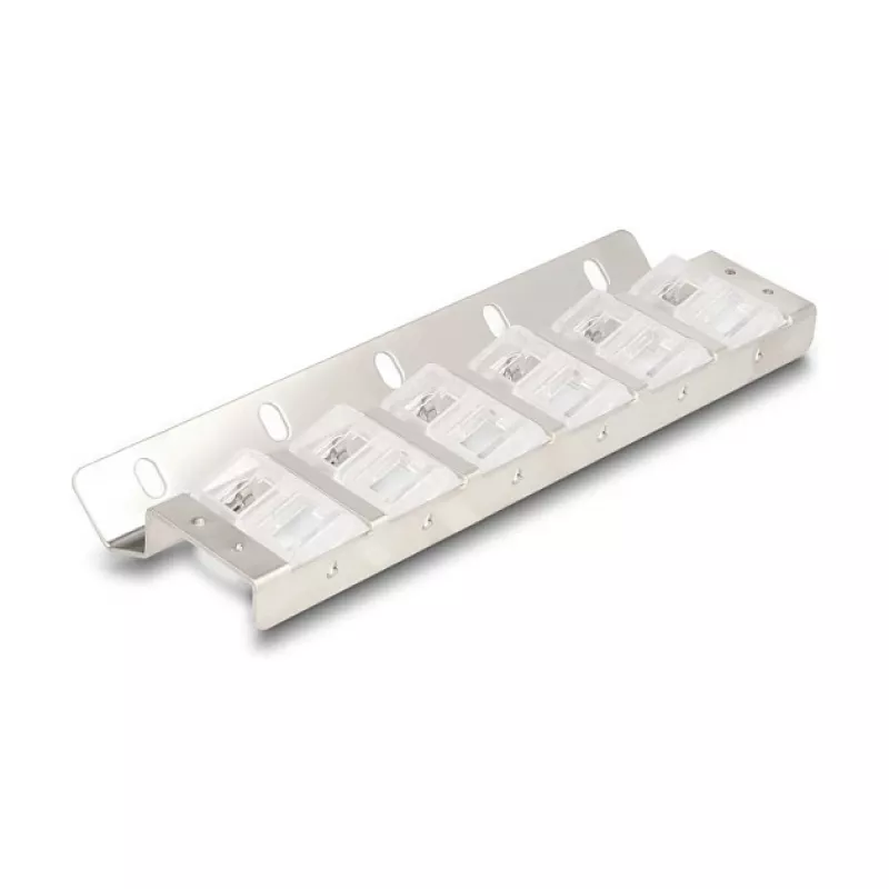 Uchwyt keystone 12-portowy uchylny do montażu w szafie 10-calowej i 19-calowej/na ścianie, DELOCK 67040, metal/tworzywo, srebrny, 77×222×27 mm